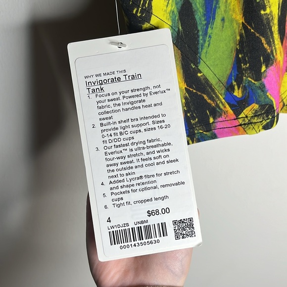 42) NWT Lululemon invigorate tank - Picture 5 of 6